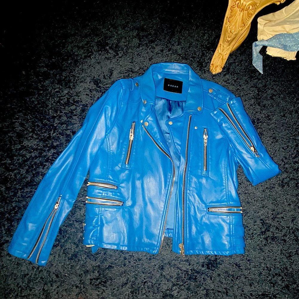 Large Royal Blue Blank NYC Pleather Jacket